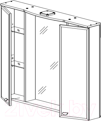 Шкаф с зеркалом для ванной СанитаМебель Лотос 101.1000