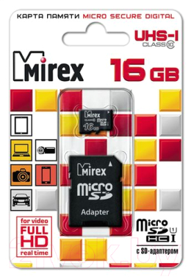 Карта памяти Mirex microSDHC 16GB Class 10 UHS-I (13613-ADSUHS16)