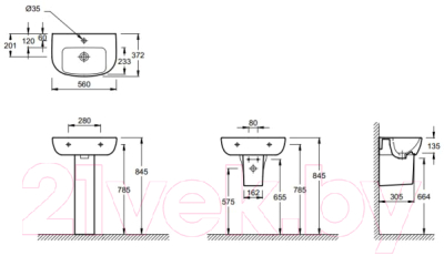 Умывальник Jacob Delafon Odeon Up E4755-00