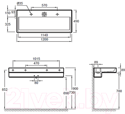 Умывальник Jacob Delafon Terrace EXB112-00