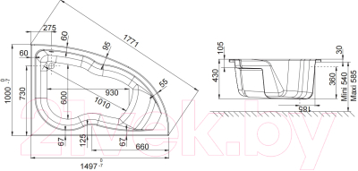 Ванна акриловая Jacob Delafon Micromega Duo 150x100 R / E60218RU-00