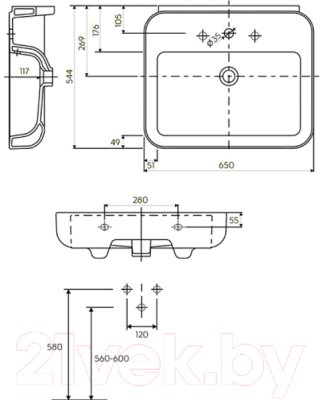 Умывальник Kolo Reflex K11165900