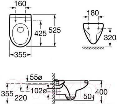 Унитаз подвесной Roca Laura 734630300R + ZRU8013920