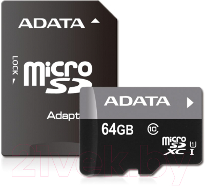Карта памяти A-data Premier microSDXC UHS-I U1 Class 10 64GB (AUSDX64GUICL10-RA1) - фото