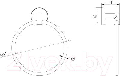 Кольцо для полотенца Ledeme L1704
