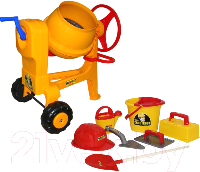 Набор инструментов игрушечный Полесье Бетономешалка Construct с набором каменщика №7 / 50649 - фото
