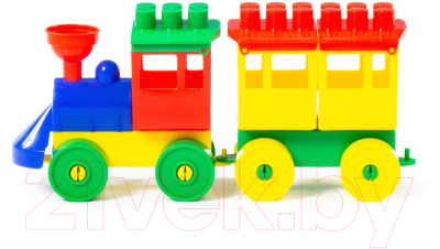 Конструктор Полесье Паровоз с одним вагоном / 2037