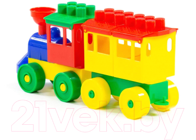 Конструктор Полесье Паровоз с одним вагоном / 2037