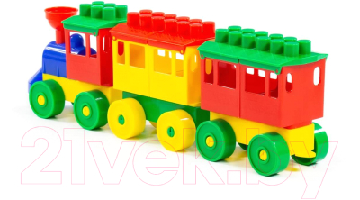 Конструктор Полесье Паровоз с двумя вагонами / 2044