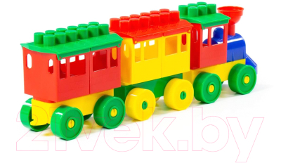 Конструктор Полесье Паровоз с двумя вагонами / 2044