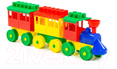 Конструктор Полесье Паровоз с двумя вагонами / 2044