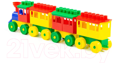 Конструктор Полесье Паровоз с тремя вагонами / 2051