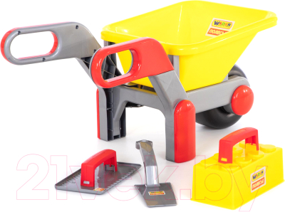 Тачка игрушечная Полесье Детская тачка №4 с набором каменщика №2 / 42064 - фото