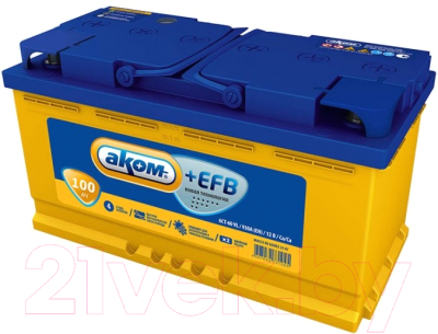 Автомобильный аккумулятор AKOM 6СТ-100 Евро+EFB - фото