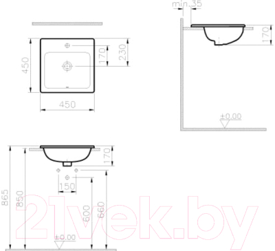 Умывальник VitrA S20 45x45 / 463B003-0001