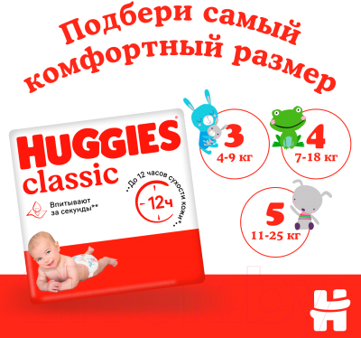 Подгузники детские Huggies Classic 5 Mega