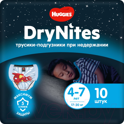 Подгузники-трусики детские Huggies DryNites 4-7 лет для мальчиков - фото