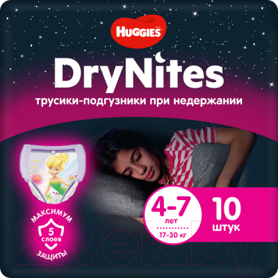 Подгузники-трусики детские Huggies DryNites 4-7 лет для девочек