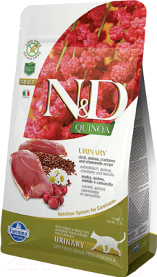 Сухой корм для кошек Farmina N&D Grain Free Quinoa Urinary Duck, Cranberry Adult - фото