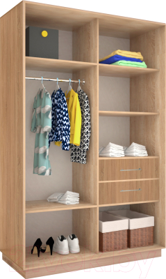 Шкаф-купе Евва 138 SS.03 / АЭП ШК.2 02 (сонома/серебро)