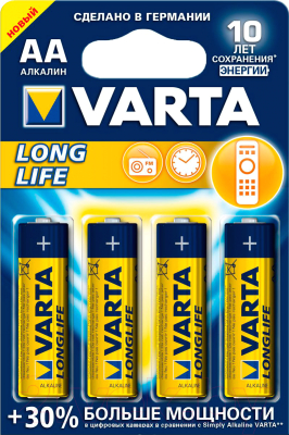 Комплект батареек Varta Longlife AA BLI 4 - фото