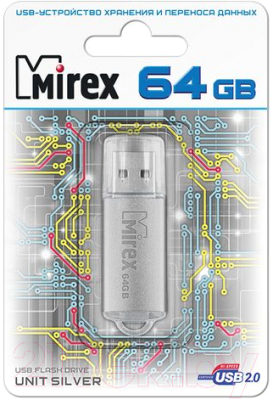 Usb flash накопитель Mirex Unit Silver 64GB (13600-FMUUSI64)