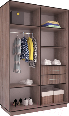 Шкаф-купе Евва 120 TS.01 / АЭП ШК.2 03 (трюфель/серебро)