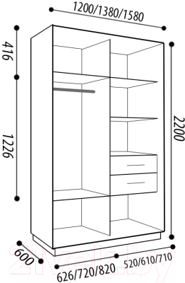 Шкаф-купе Евва 120 VS.01 / АЭП ШК.2 03 (венге/серебро)