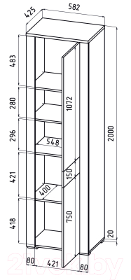 Шкаф-пенал Интерлиния Коламбия КЛ-5 правый (дуб венге/дуб серый)