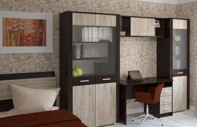 Шкаф-пенал с витриной Интерлиния Коламбия КЛ-5-1 (дуб венге/дуб серый)