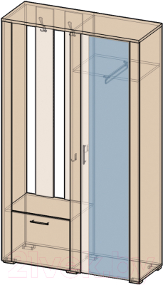 Секция в прихожую Интерлиния Коламбия КЛ-14 (дуб венге/дуб серый, правый)