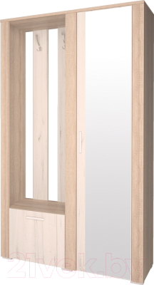 Секция в прихожую Интерлиния Коламбия КЛ-14 (дуб сонома/дуб белый, правый) - фото