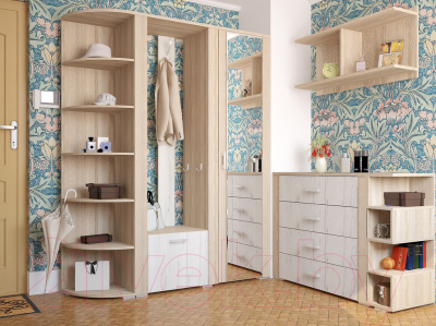 Секция в прихожую Интерлиния Коламбия КЛ-14 (дуб сонома/дуб белый, правый)