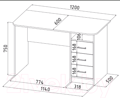 Письменный стол Интерлиния СК-001 (дуб венге/дуб серый)