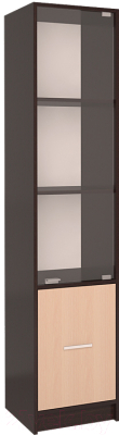 Шкаф-пенал с витриной Интерлиния СК-024 (дуб венге/дуб молочный) - фото