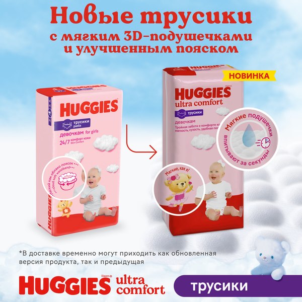 Подгузники-трусики детские Huggies Mega 6 Girl