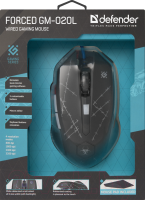 Мышь+коврик Defender Forced GM-020L / 52020