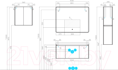 Шкаф-полупенал для ванной Акватон Шерилл (1A206503SH010)