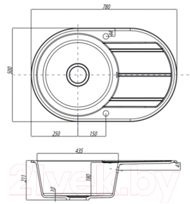 Мойка кухонная Акватон Амира (1A712932AI260)