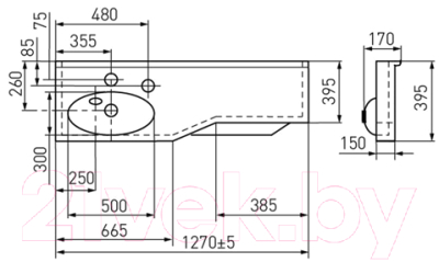 Умывальник Акватон Отель 3/1200 (1A70093NOT01L)