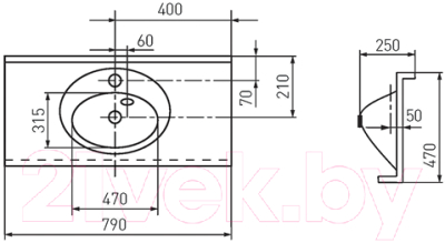 Умывальник Акватон Отель 3/800 (1A70063NOT010)