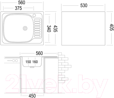 Мойка кухонная Ukinox CLM560.435 5К 1R