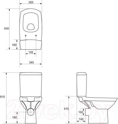 Унитаз напольный Cersanit Carina New Clean On 011 (S-KO-CAR011-3/5-COn-S-DL-w)