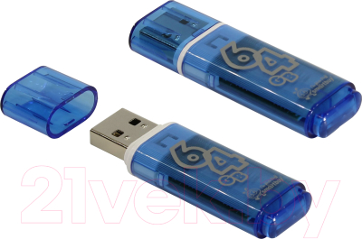 Usb flash накопитель SmartBuy Glossy Blue 64GB (SB64GBGS-B) - фото