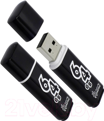 Usb flash накопитель SmartBuy Glossy Black 64GB (SB64GBGS-K) - фото