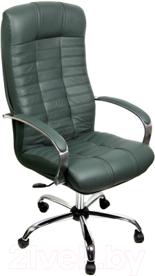 Кресло офисное Деловая обстановка Атлант Хром кожа люкс (зеленый) - фото