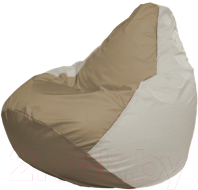 Бескаркасное кресло Flagman Груша Мега Г3.1-99 (темно-бежевый/белый) - фото