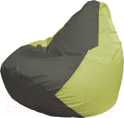 Бескаркасное кресло Flagman Груша Мега Г3.1-356 (темно-серый/салатовый) - фото