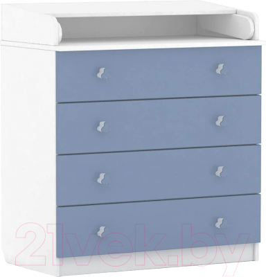 Комод пеленальный Polini Kids Simple 1580 (белый/синий) - фото