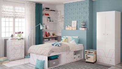 Шкаф Polini Kids Simple двухсекционный с 1 ящиком / 0001302.9